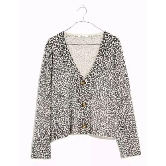 Madewell S Vintage Ditsy Cameron Ribbed Cardigan Sweater Coziest Yarn Boxy Top - Picture 6 of 13